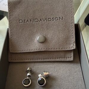 Dean Davidson Black Stone Stud Earrings - Silver Tone